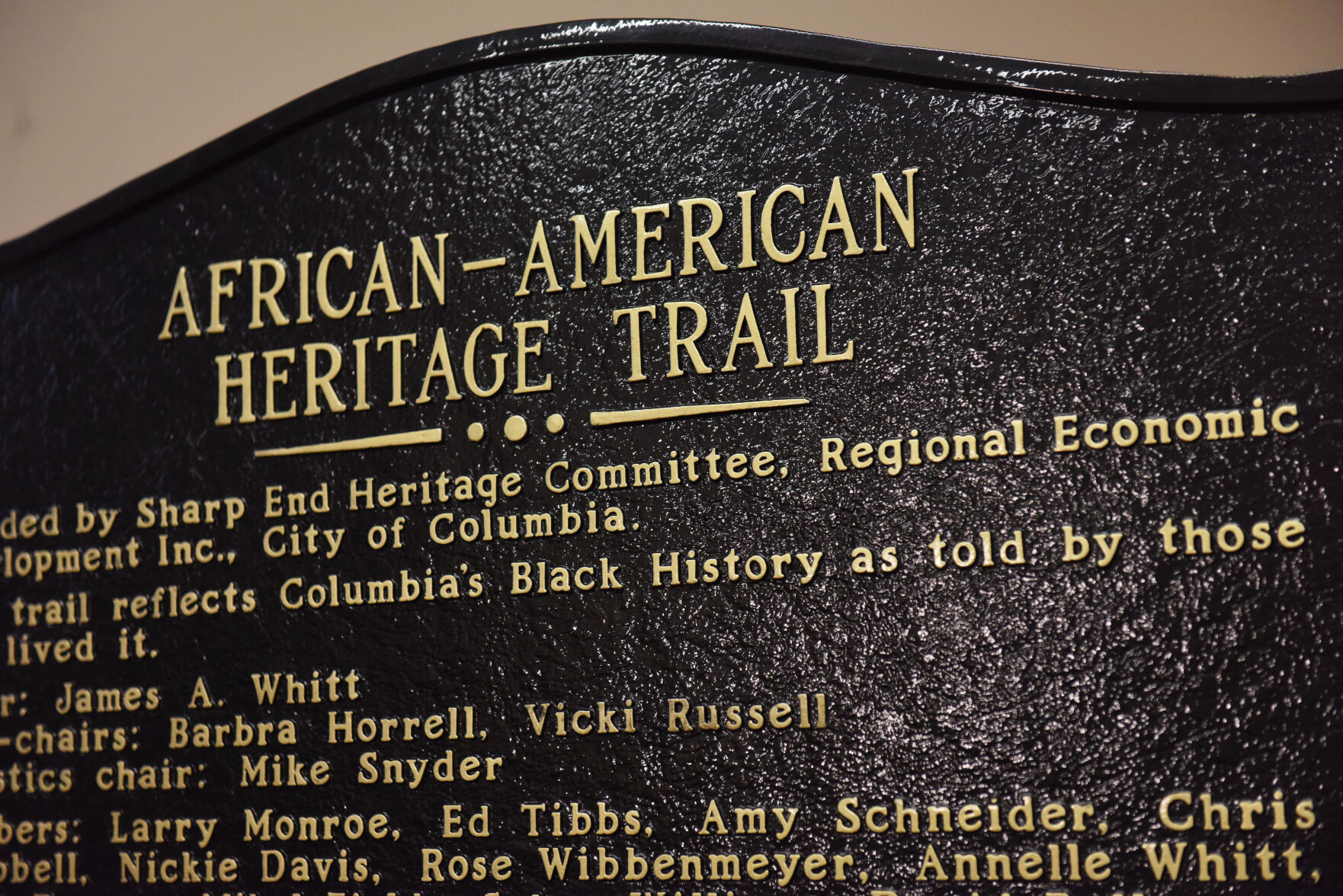 The African American Heritage Trail marker